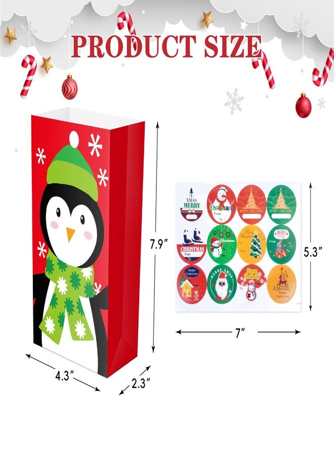 Jaywayang 24Pack Christmas Treat Bags, Small Xmas Gift Bags with Stickers, Goodie Mini for Holiday Gifts Wrapping Party Favor. - Image 2